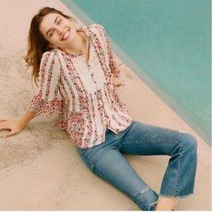 Anthropologie Maeve Hiver Floral Print Boho Top